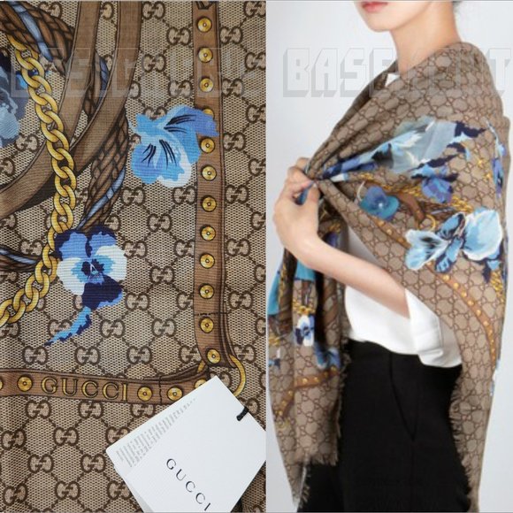 Gucci | Accessories | Gucci Blue Oshibana Flowers Panshie Gg